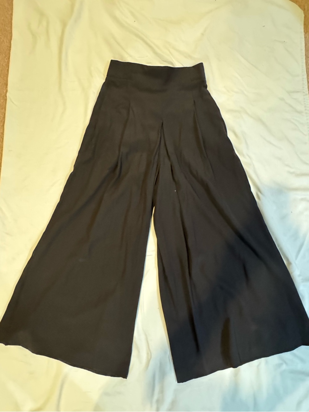 Tibi 100% Silk Black Wide-Leg Palazzo Pants